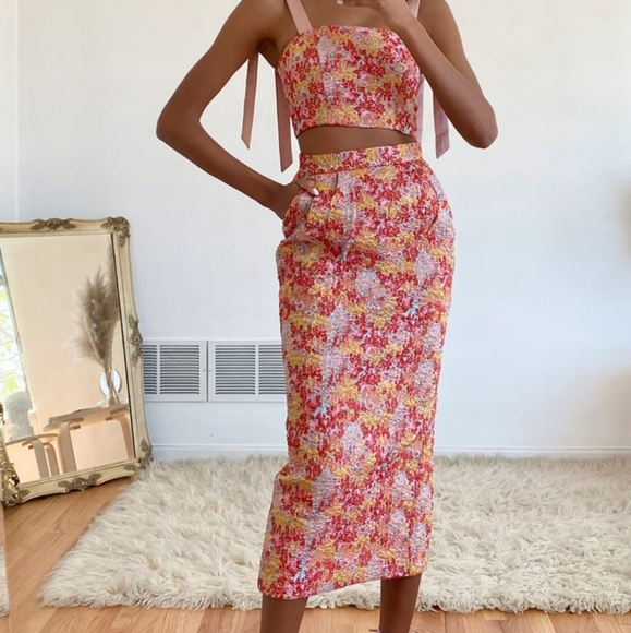 Lulus Dresses & Skirts - Lulus Ellarina Pink Multi Metallic Tie-Strap Two-Piece Midi Dress Womens XS NWT